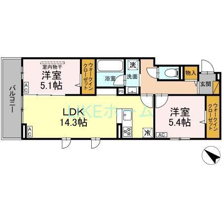 レジデンスヒルトップX XI XI(2LDK/3階)の間取り写真