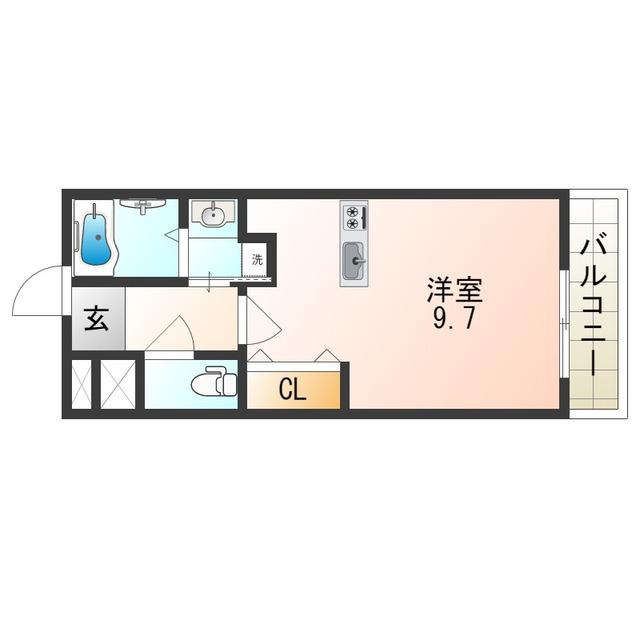 グランジュテ住吉(ワンルーム/6階)の間取り写真
