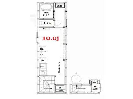 エン中目黒(ワンルーム/2階)の間取り写真