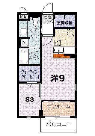 サニーヒルズ岡台II(1LDK/1階)の間取り写真