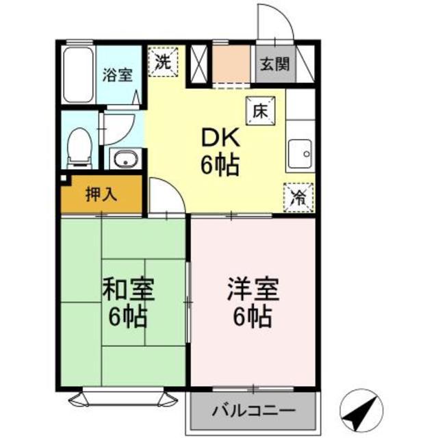メゾングラッセA(2DK/2階)の間取り写真