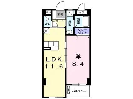 グランド・ユーハイム・ナガサカ(1LDK/1階)の間取り写真