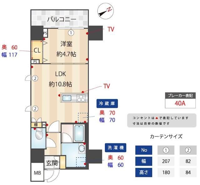 アルファレジデンシア南千住(1LDK/13階)の間取り写真