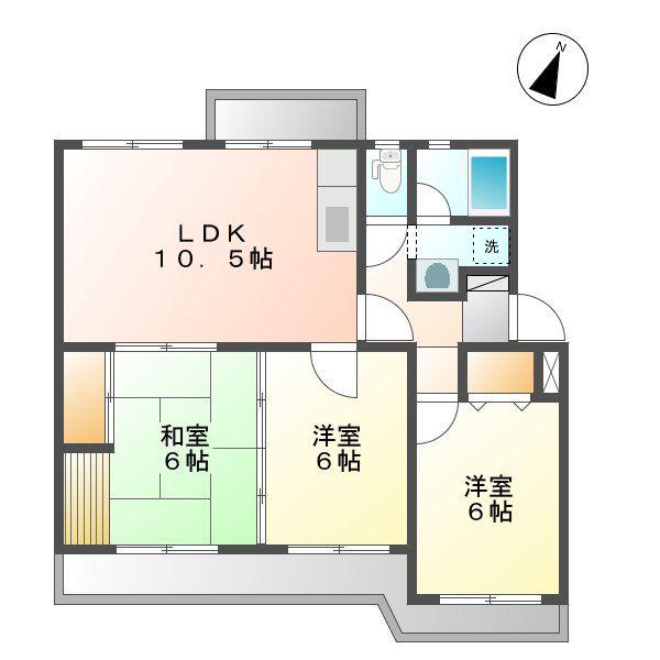 コーポサンシャイン(3LDK/2階)の間取り写真