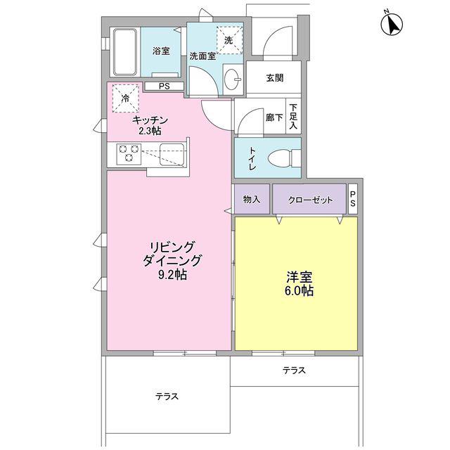 EVERGREEN桜上水(1LDK/1階)の間取り写真