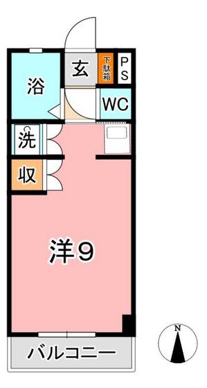 サンライズブルー(ワンルーム/2階)の間取り写真