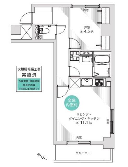 フォルトゥナ日本橋(1LDK/8階)の間取り写真