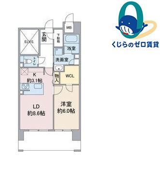 GRAND PALACE IKAI(1LDK/4階)の間取り写真