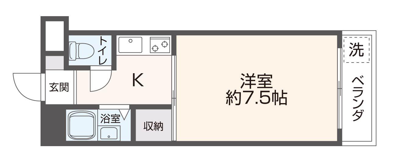 エスポワール友井(1K/2階)の間取り写真