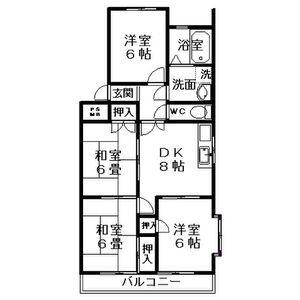 リバーサイド八番館(4DK/4階)の間取り写真