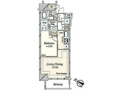 パークリュクス御茶ノ水(1LDK/12階)の間取り写真