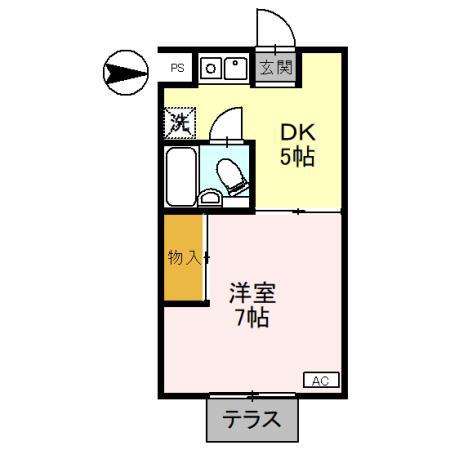 林マンション(1DK/2階)の間取り写真
