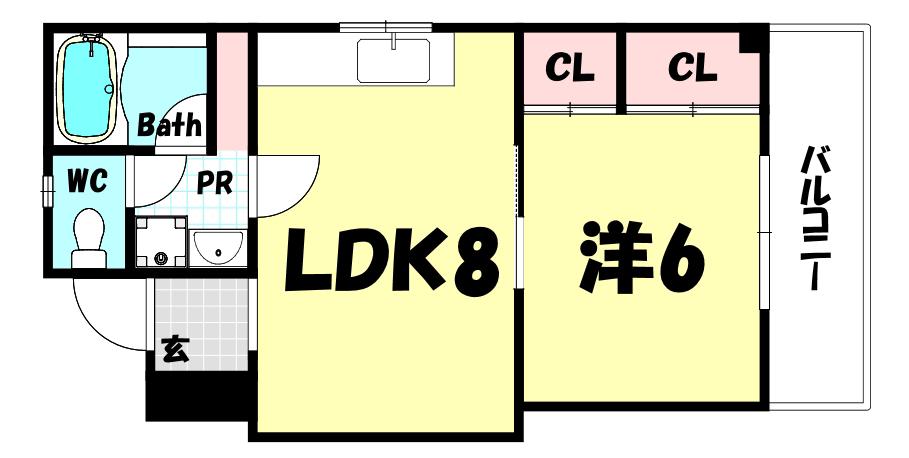 新生ビル(1LDK/2階)の間取り写真