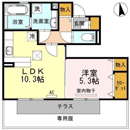 メゾンドラグルIIB(1LDK/1階)の間取り写真