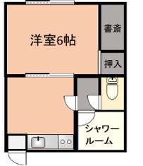 わかばハイツ鶴沢町(1DK/1階)の間取り写真