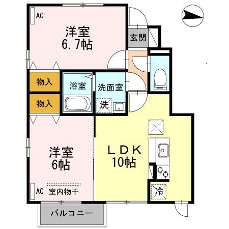 クロシェットC(2LDK/1階)の間取り写真