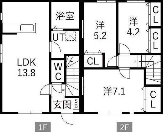 APISV A棟(3LDK/1階)の間取り写真