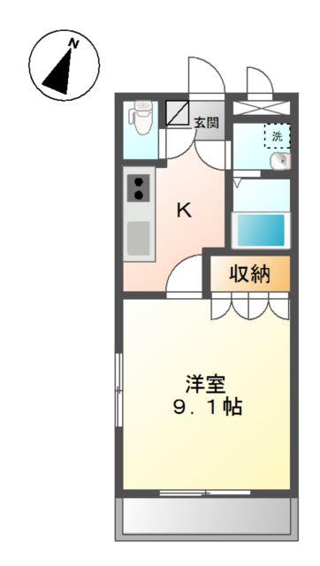 ウオッカ(1K/2階)の間取り写真