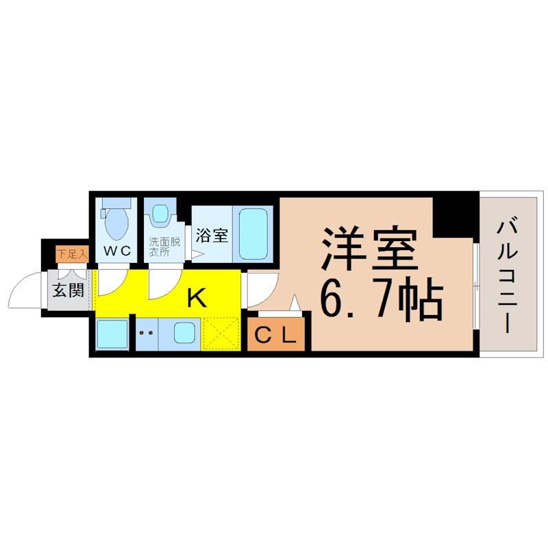 プレサンス大須観音ビザリア(1K/9階)の間取り写真