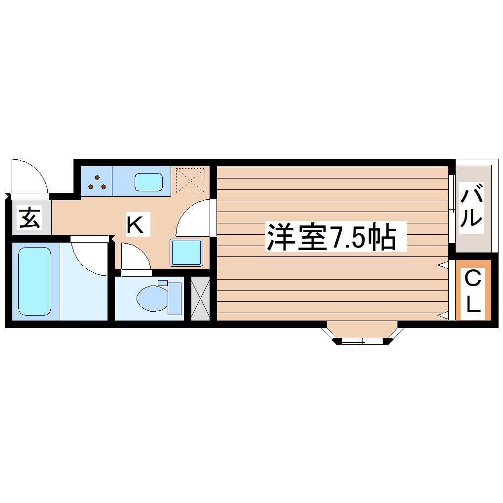 コーポ中城(1K/1階)の間取り写真