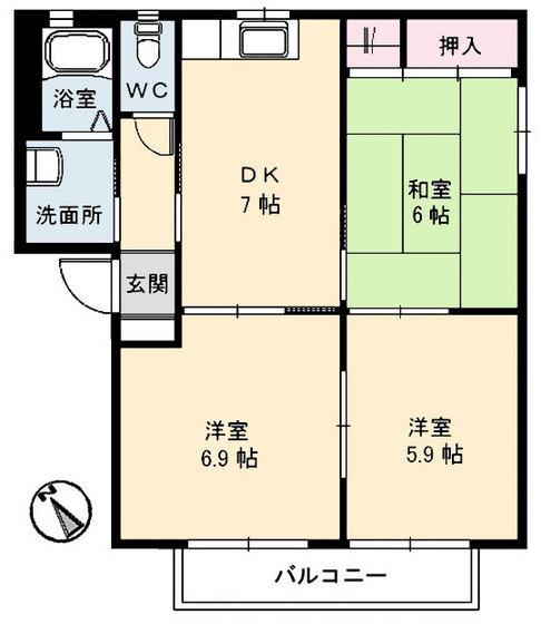 メゾンブリエ II(3DK/2階)の間取り写真