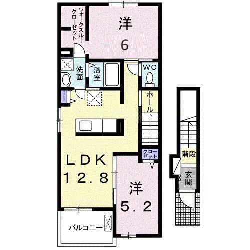 ARMAGNAC A(2LDK/2階)の間取り写真