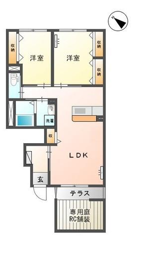 エバーガーデンIII(2LDK/1階)の間取り写真