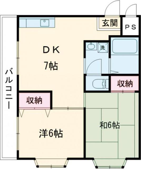 大塚チェリーハイツ12(2DK/3階)の間取り写真