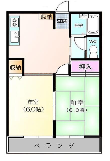 ハイム沼南(2DK/2階)の間取り写真