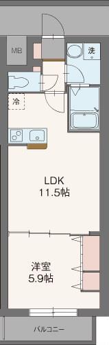 セルビシオ(1LDK/7階)の間取り写真