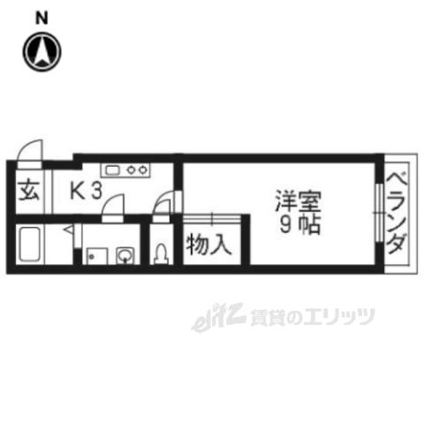 アルカス七条大宮(1K/3階)の間取り写真