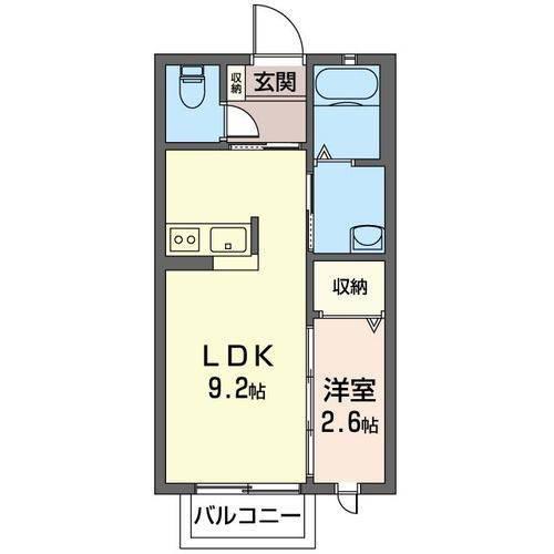 サンテラス(1LDK/2階)の間取り写真