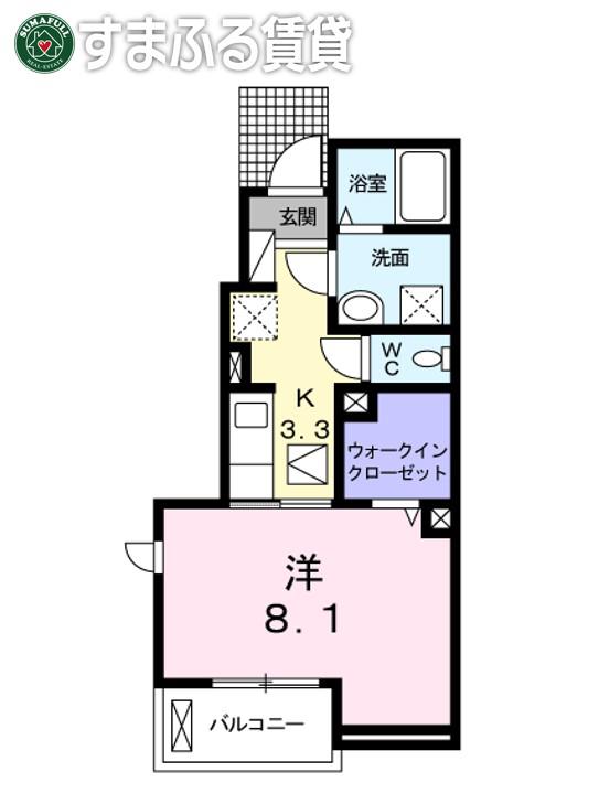 ルーチェ・S 富山(1K/1階)の間取り写真