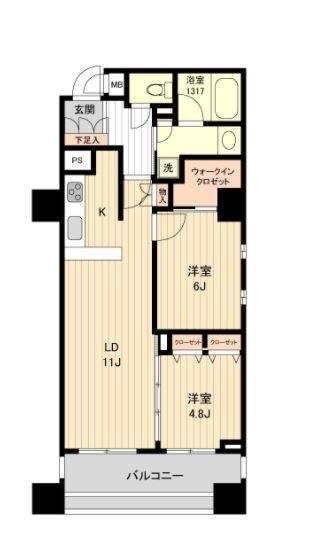 HF銀座レジデンスイースト(2LDK/5階)の間取り写真