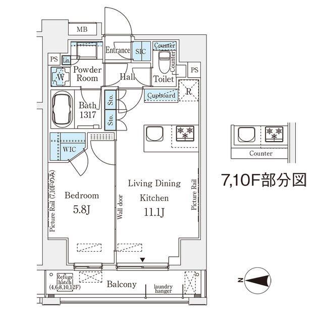 ベルファース上野(1LDK/8階)の間取り写真