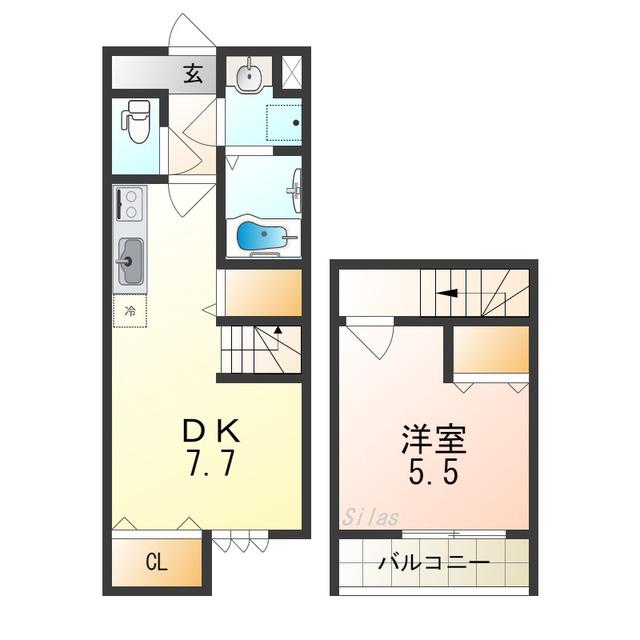 スリーハーブズ狭山I番館(1DK/1階)の間取り写真