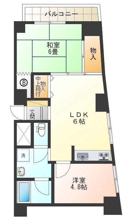 五反田ロイヤルハイツ(2DK/5階)の間取り写真