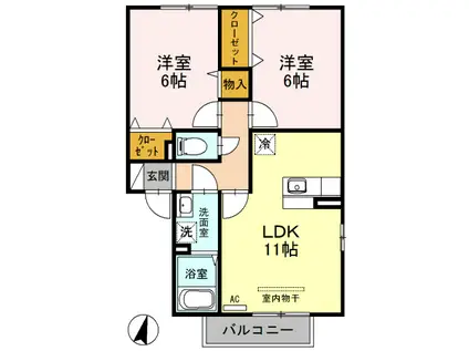 グレイスフル(2LDK/2階)の間取り写真