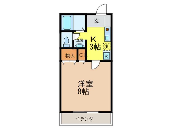 ドミトリオ仁王田(1K/2階)の間取り写真
