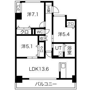 プログレッソ花の木(3LDK/2階)の間取り写真