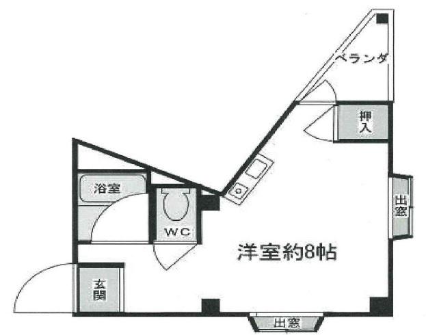ハイツM(ワンルーム/3階)の間取り写真
