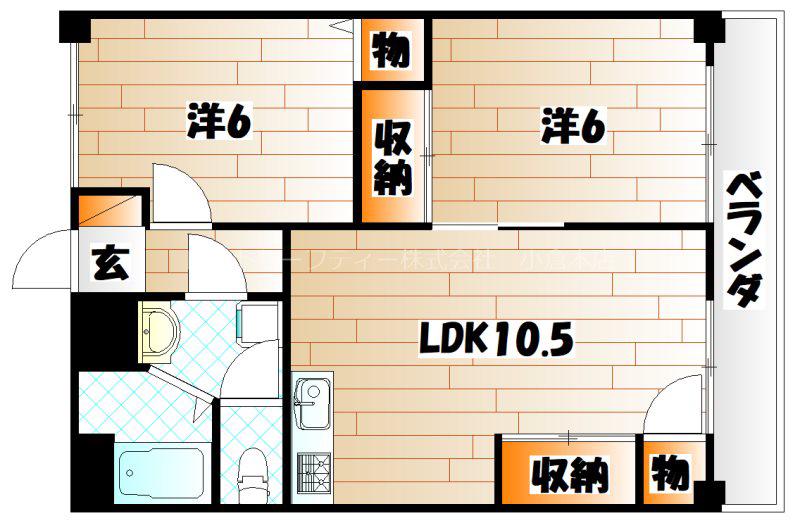 ガーデンコート井堀(2LDK/6階)の間取り写真