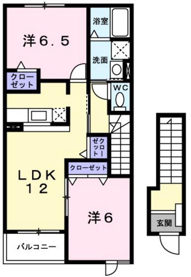 ベルパストラーレ(2LDK/2階)の間取り写真