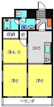 月田マンション(3DK/8階)の間取り写真