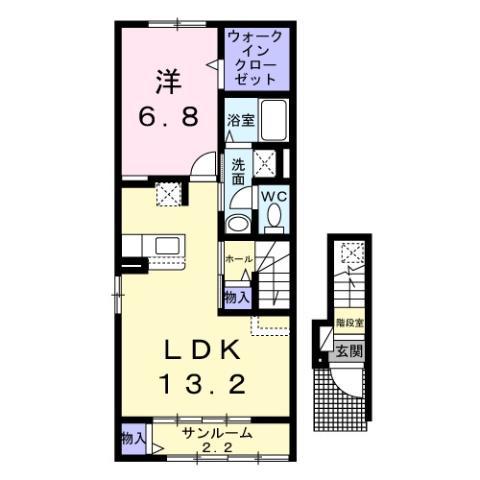 グランヴァレーA・B(1LDK/2階)の間取り写真
