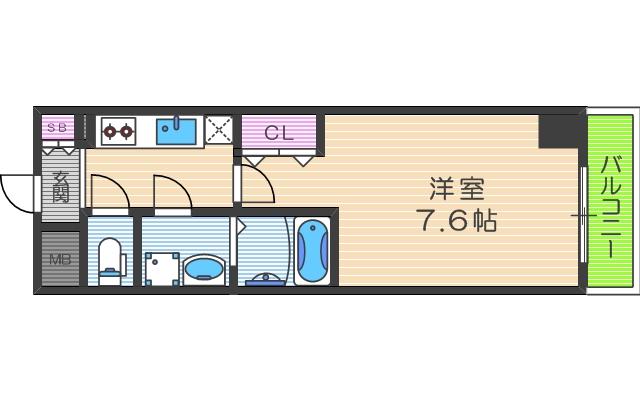 レジュールアッシュ梅田リュクス(1K/9階)の間取り写真