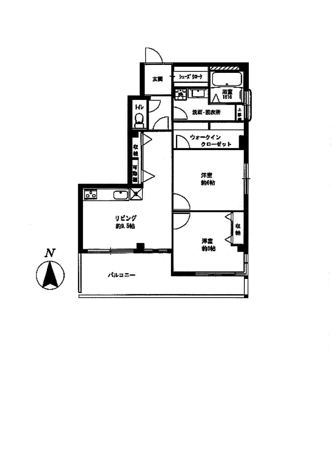 東糀谷ハイツ(2LDK/2階)の間取り写真