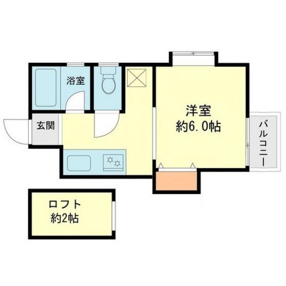 ロミネント二日市(1SK/2階)の間取り写真