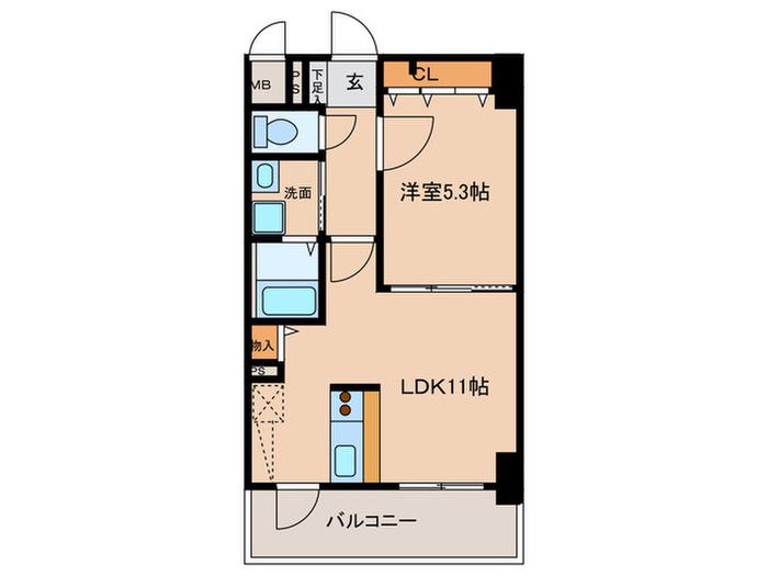 グランデ中村区役所(1LDK/2階)の間取り写真