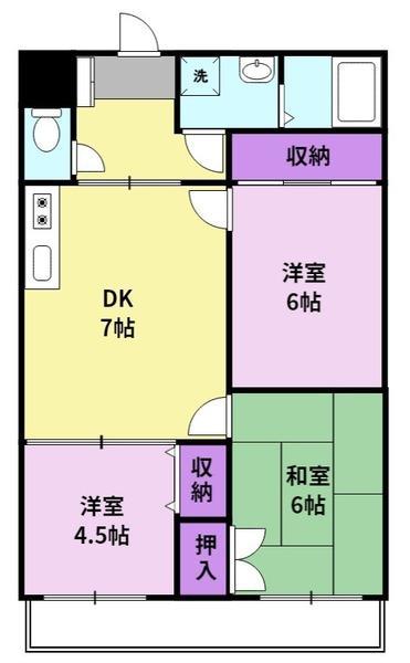 合川ビレッジⅠ(3DK/1階)の間取り写真